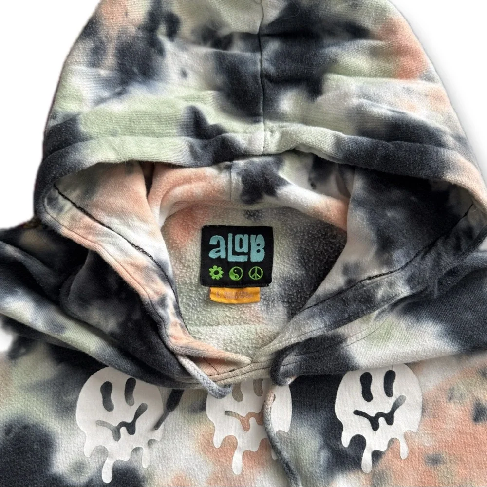 ALab Tie-Dye Hoodie with Ghost Smiley Print - Picture 2 of 7